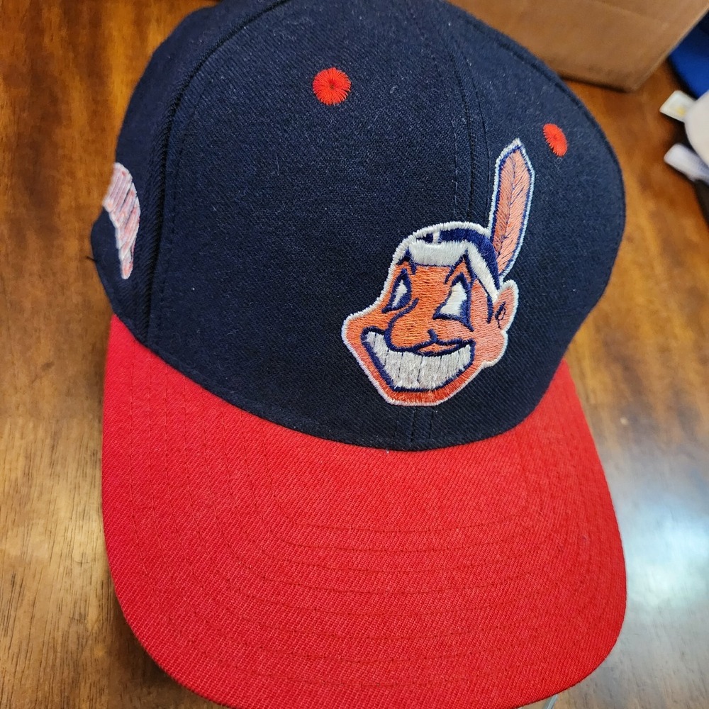 Vintage Cleveland Indians SnapBack Hat Cap Adult Chief Wahoo Arch Blockhead Wool